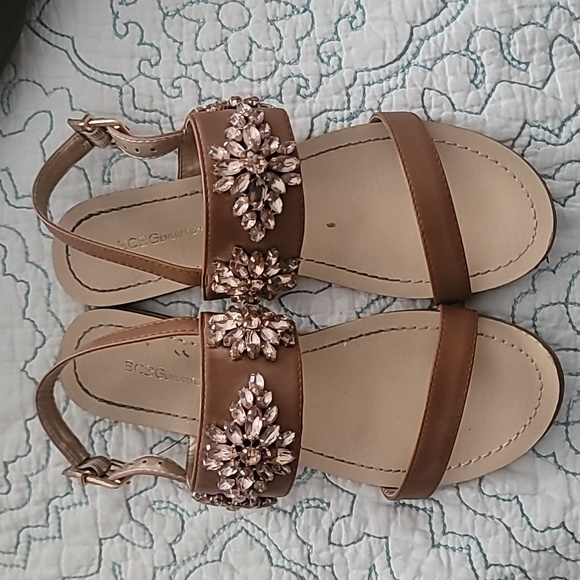 BCBG tan with rhinestone detail sandals - Picture 2 of 6
